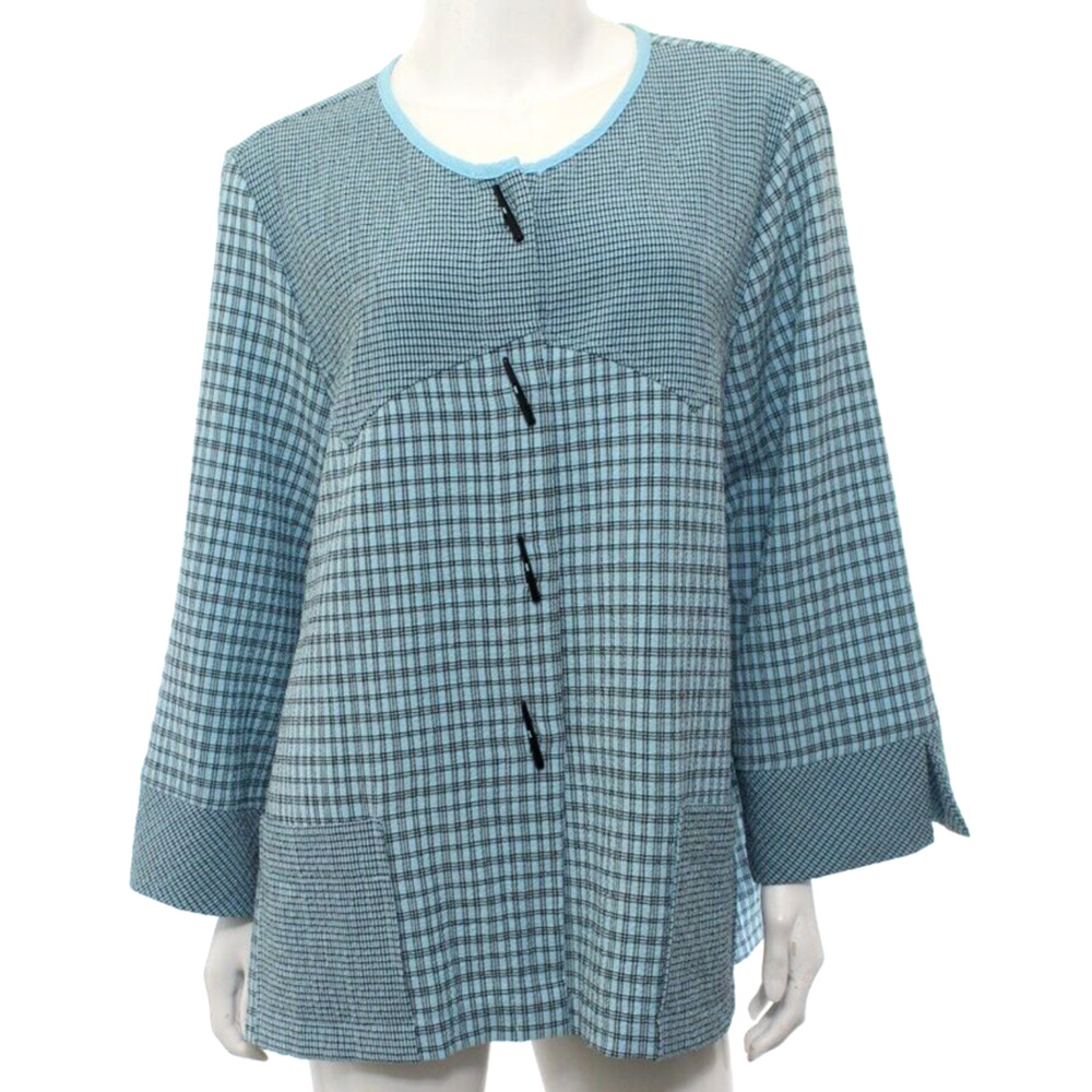 Moonlight Y S Check Blouse Tunic Top Asian Lagenlook Artsy